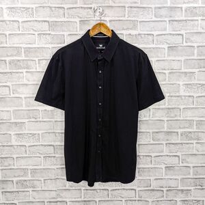 Buttercloth Men's Slim fit ICY Cotton Button up Shirt in solid black sz XL